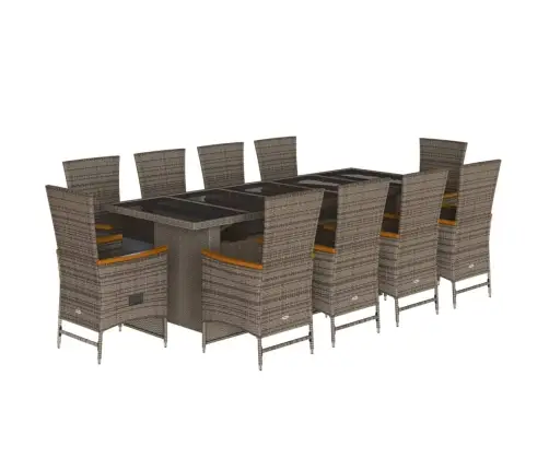 Sodo Komplektas Su Pagalvėlėmis, 11 Dalių, Pilkas, Poliratanas