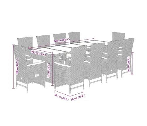 Sodo Komplektas Su Pagalvėlėmis, 11 Dalių, Pilkas, Poliratanas