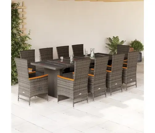 Sodo Komplektas Su Pagalvėlėmis, 11 Dalių, Pilkas, Poliratanas