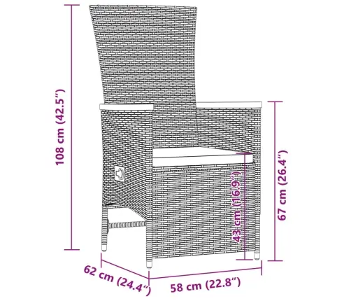11-Daļīgs Dārza Mēbeļu Komplekts Ar Matračiem, Pe Rotangpalma Vidaxl