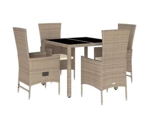 Sodo Komplektas Su Pagalvėlėmis, 5 Dalių, Smėlio, Poliratanas