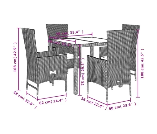 Sodo Komplektas Su Pagalvėlėmis, 5 Dalių, Smėlio, Poliratanas