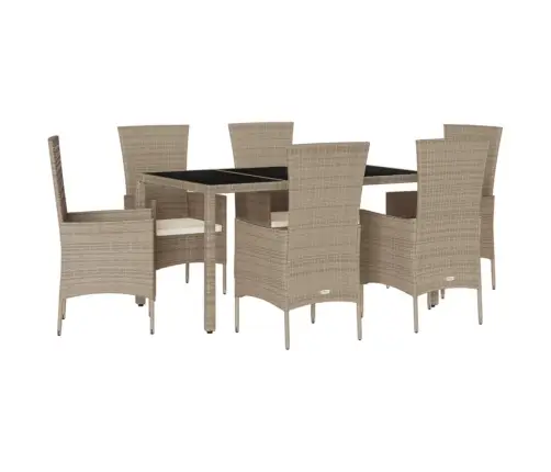 7-Osaline Aiamööbli Komplekt Patjadega, Beež, Polürotang