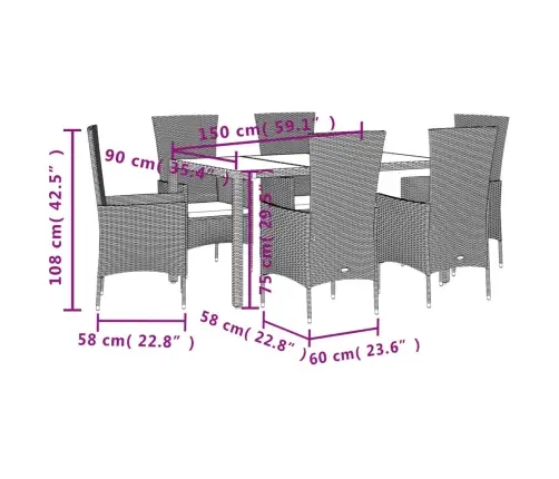 7-Osaline Aiamööbli Komplekt Patjadega, Beež, Polürotang