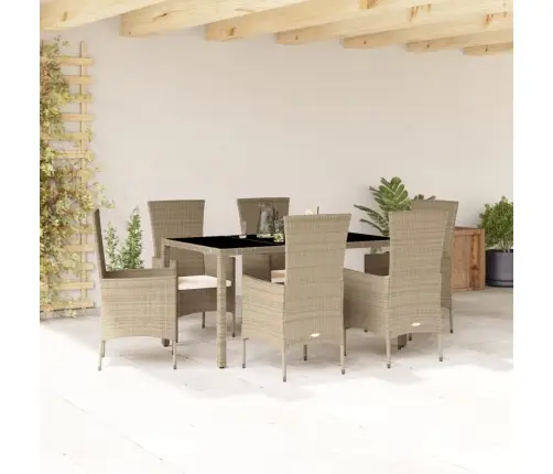 7-Osaline Aiamööbli Komplekt Patjadega, Beež, Polürotang