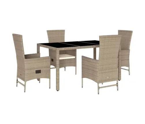 Sodo Komplektas Su Pagalvėlėmis, 5 Dalių, Smėlio, Poliratanas