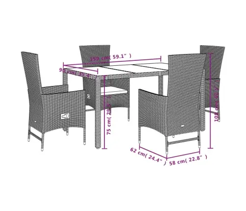 Sodo Komplektas Su Pagalvėlėmis, 5 Dalių, Smėlio, Poliratanas