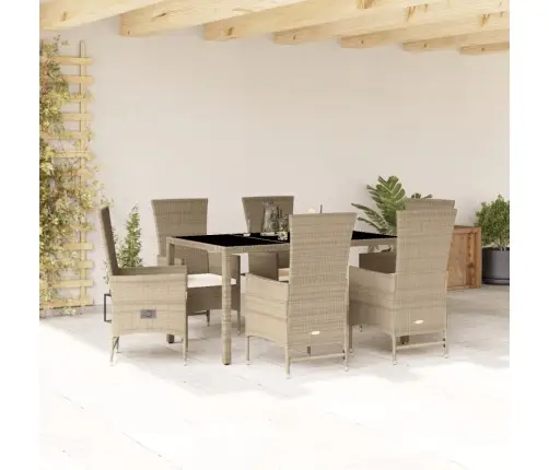 7-Daļīgs Dārza Mēbeļu Komplekts, Matrači, Bēša Pe Rotangpalma Vidaxl 7-Daļīgs Dārza Mēbeļu Komplekts, Matrači, Bēša Pe Rotangpalma Vidaxl