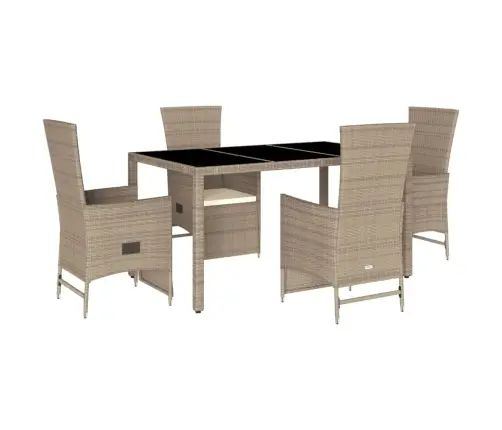 5-Osaline Aiamööbli Komplekt Patjadega, Beež, Polürotang