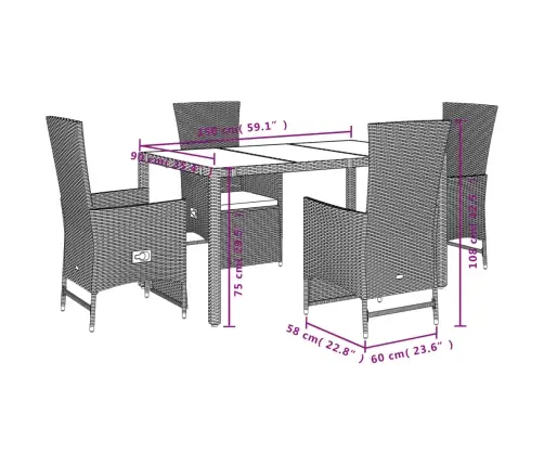 5-Osaline Aiamööbli Komplekt Patjadega, Beež, Polürotang