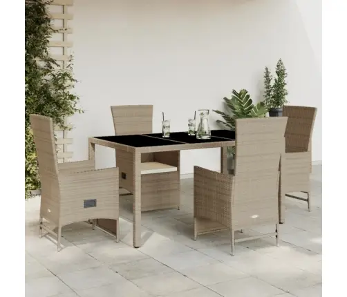 5-Osaline Aiamööbli Komplekt Patjadega, Beež, Polürotang