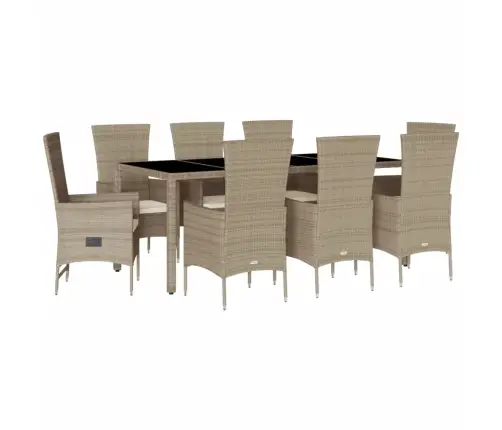 9-Daļīgs Virtuves Mēbeļu Komplekts Ar Matračiem, Pe Rotangpalma Vidaxl