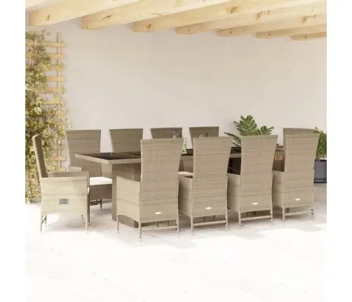 11-Osaline Aiamööbli Komplekt Patjadega, Beež, Polürotang