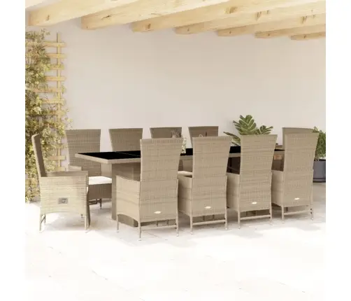 11-Osaline Aiamööbli Komplekt Patjadega, Beež, Polürotang