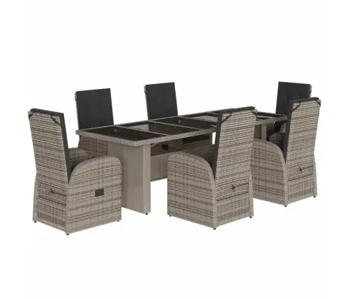 7-Daļīgs Dārza Mēbeļu Komplekts, Matrači, Pelēka Pe Rotangpalma Vidaxl