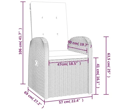7-Osaline Aiamööbli Komplekt Patjadega, Hall, Polürotang