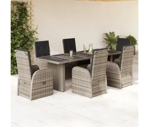 7-Osaline Aiamööbli Komplekt Patjadega, Hall, Polürotang