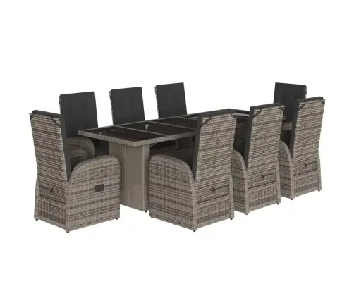 9-Osaline Aiamööbli Komplekt Patjadega, Hall, Polürotang