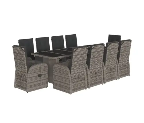 Sodo Komplektas Su Pagalvėlėmis, 11 Dalių, Pilkas, Poliratanas