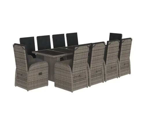 11-Daļīgs Dārza Mēbeļu Komplekts Ar Matračiem, Pe Rotangpalma Vidaxl