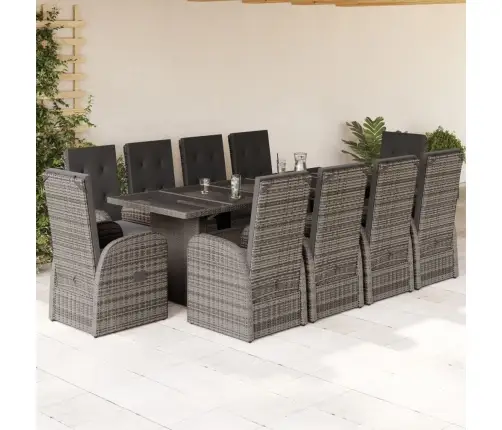 11-Daļīgs Dārza Mēbeļu Komplekts Ar Matračiem, Pe Rotangpalma Vidaxl