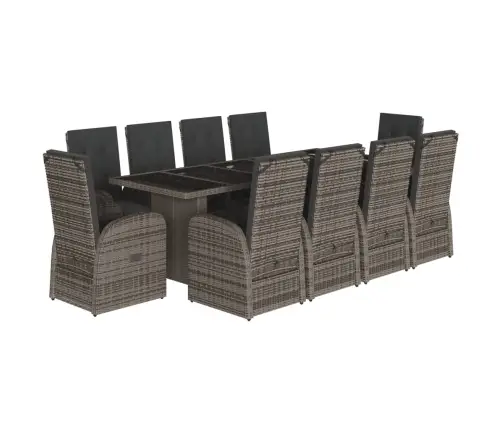 11-Daļīgs Dārza Mēbeļu Komplekts Ar Matračiem, Pe Rotangpalma Vidaxl