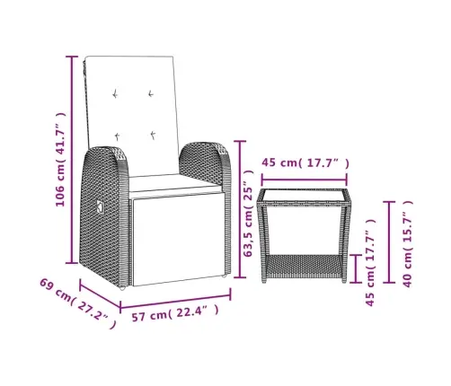 2-Daļīgs Dārza Mēbeļu Komplekts, Matrači, Pelēka Pe Rotangpalma Vidaxl
