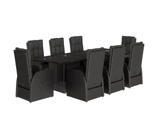 Sodo Komplektas Su Pagalvėlėmis, 9 Dalių, Juodas, Poliratanas