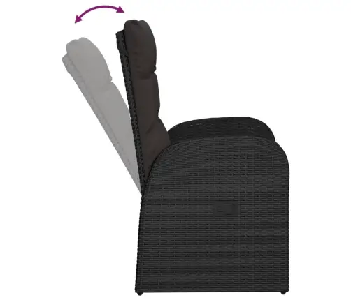 11-Daļīgs Dārza Mēbeļu Komplekts, Matrači, Melna Pe Rotangpalma Vidaxl