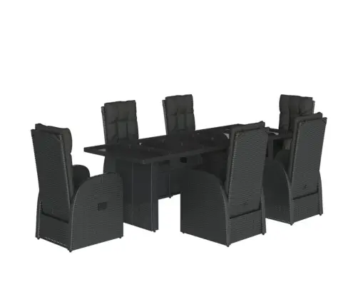 Sodo Komplektas Su Pagalvėlėmis, 7 Dalių, Juodas, Poliratanas