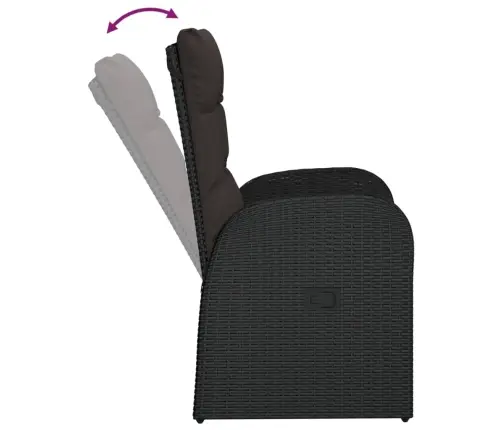 Sodo Komplektas Su Pagalvėlėmis, 7 Dalių, Juodas, Poliratanas