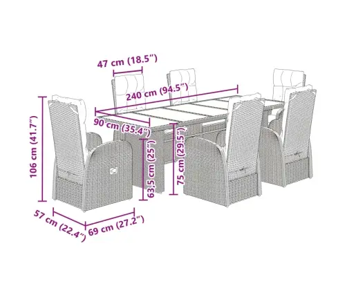 Sodo Komplektas Su Pagalvėlėmis, 7 Dalių, Juodas, Poliratanas