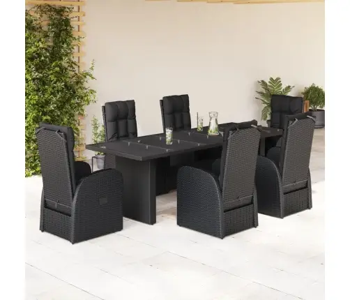 Sodo Komplektas Su Pagalvėlėmis, 7 Dalių, Juodas, Poliratanas