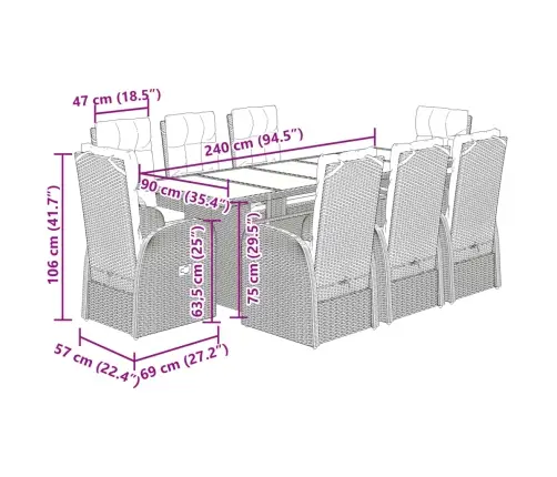 Sodo Komplektas Su Pagalvėlėmis, 9 Dalių, Juodas, Poliratanas