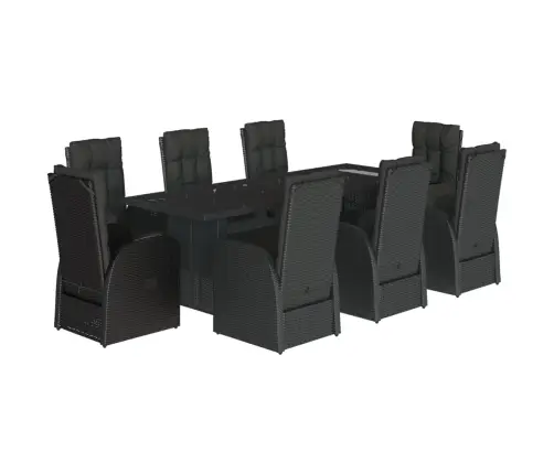 Sodo Komplektas Su Pagalvėlėmis, 9 Dalių, Juodas, Poliratanas