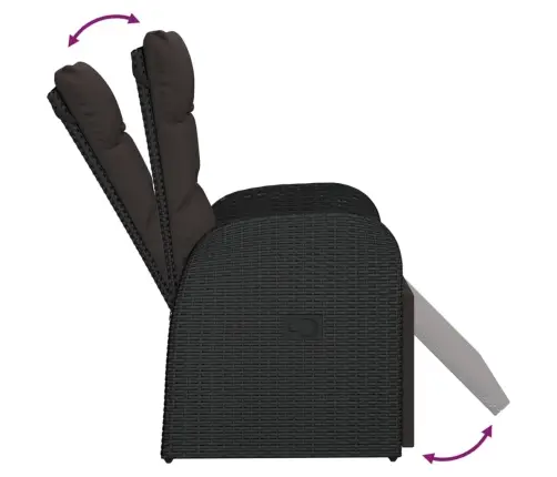 Sodo Komplektas Su Pagalvėlėmis, 9 Dalių, Juodas, Poliratanas