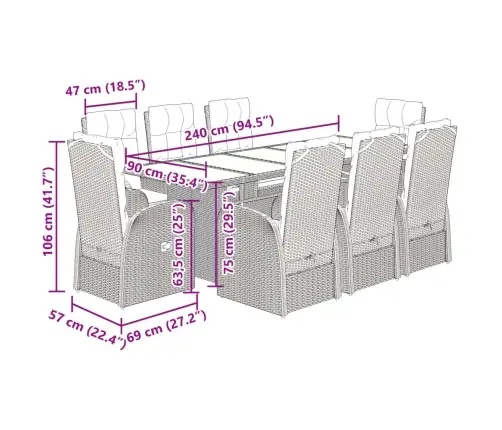 Sodo Komplektas Su Pagalvėlėmis, 9 Dalių, Juodas, Poliratanas