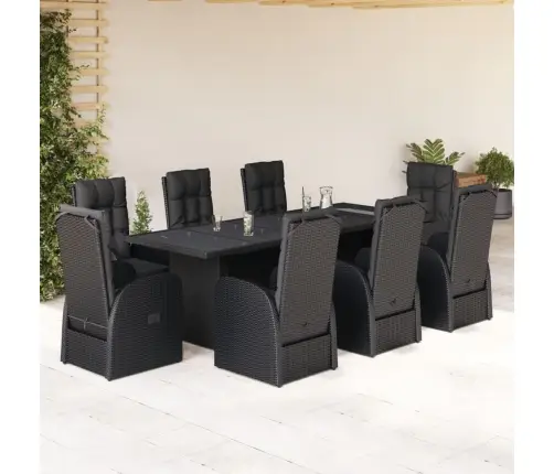 Sodo Komplektas Su Pagalvėlėmis, 9 Dalių, Juodas, Poliratanas