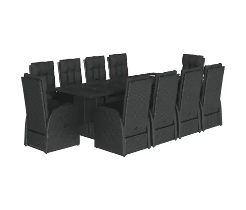 Sodo Komplektas Su Pagalvėlėmis, 11 Dalių, Juodas, Poliratanas