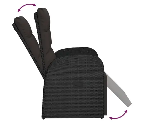 Sodo Komplektas Su Pagalvėlėmis, 11 Dalių, Juodas, Poliratanas