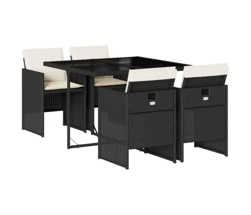 5-Daļīgs Dārza Mēbeļu Komplekts, Matrači, Melna Pe  Rotangpalma Vidaxl