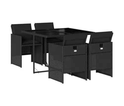 5-Osaline Aiamööbli Komplekt Patjadega, Must, Polürotang