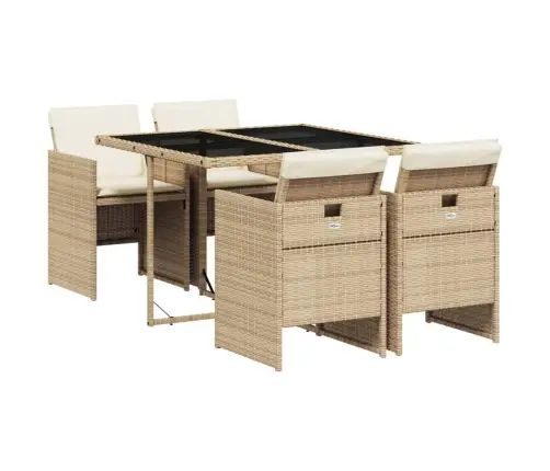 5-Osaline Aiamööbli Komplekt Patjadega, Beež, Polürotang