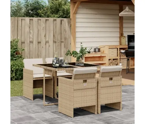 5-Osaline Aiamööbli Komplekt Patjadega, Beež, Polürotang