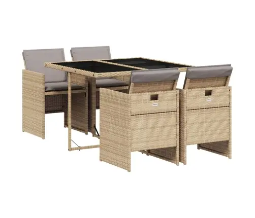 5-Osaline Aia Söögimööbli Komplekt Patjadega, Beežid Toonid