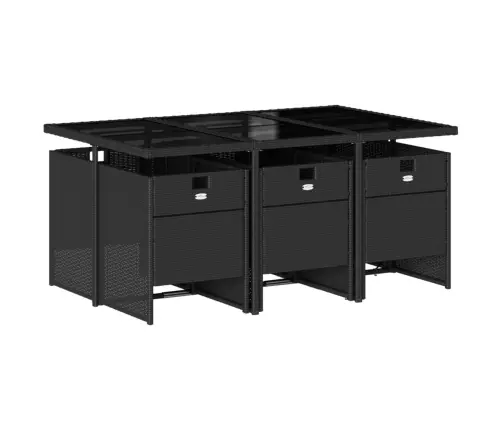 7-Osaline Aiamööblikomplekt Patjadega, Must, Polürotang