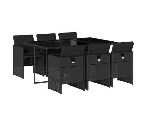 Sodo Komplektas Su Pagalvėlėmis, 7 Dalių, Juodas, Poliratanas