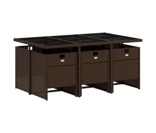 7-Daļīgs Dārza Mēbeļu Komplekts, Matrači, Brūna Pe Rotangpalma Vidaxl