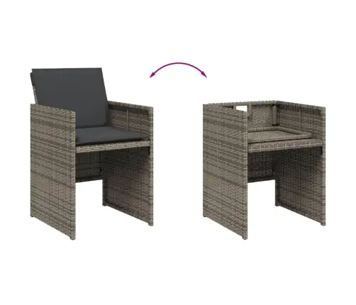 Sodo Komplektas Su Pagalvėlėmis, 7 Dalių, Pilkas, Poliratanas