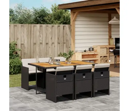 Sodo Komplektas Su Pagalvėlėmis, 7 Dalių, Juodas, Poliratanas